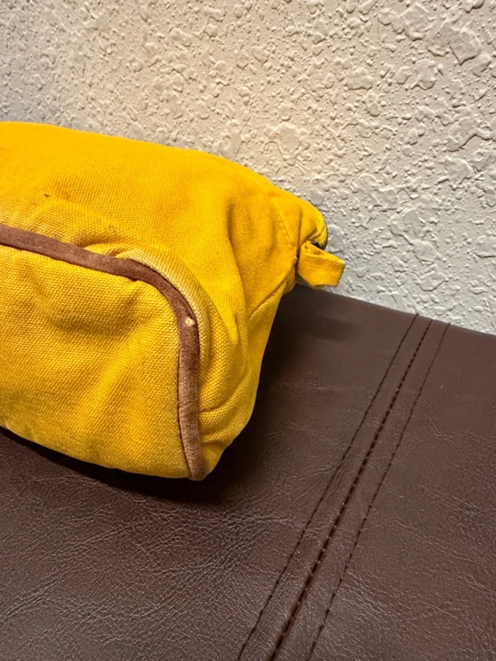 Hermes Yellow Canvas Cosmetic Pouch with Embossed H Logo